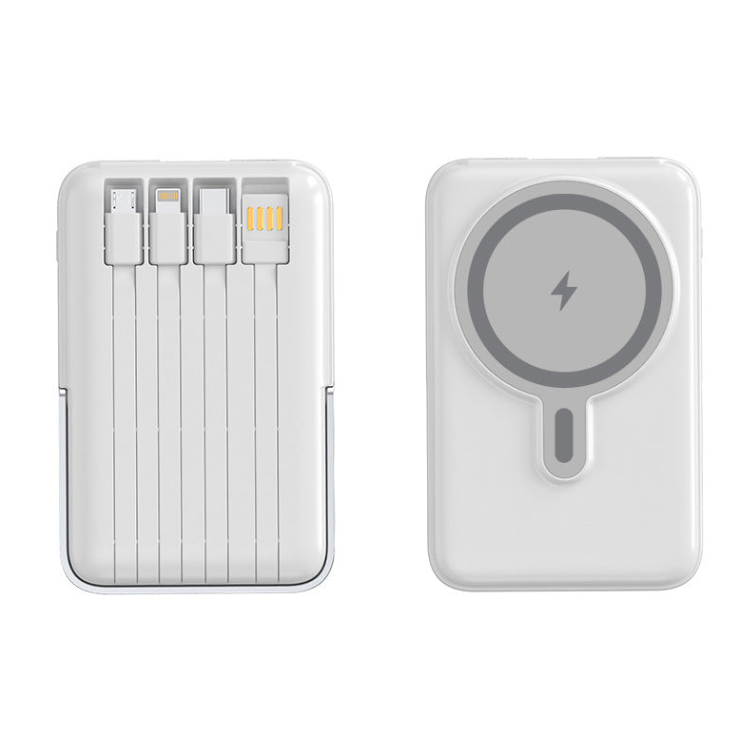 Magnetic Stand Power Bank with Wireless Charging and Built-In Cable